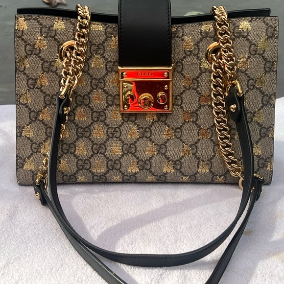 Gucci Handbags - Gucci Black and Gold Crossbody Bag